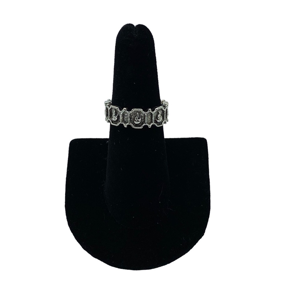 Silver Flame & Fire Streetwear Punk Rock Thick Ring